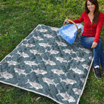 Cute White Shark Pattern Print Quilt