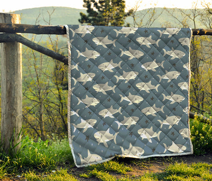 Cute White Shark Pattern Print Quilt
