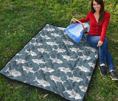 Cute White Shark Pattern Print Quilt