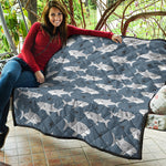Cute White Shark Pattern Print Quilt