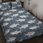 Cute White Shark Pattern Print Quilt Bed Set