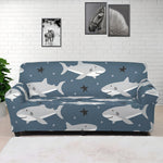 Cute White Shark Pattern Print Sofa Cover