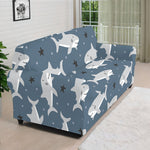 Cute White Shark Pattern Print Sofa Cover