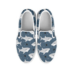 Cute White Shark Pattern Print White Slip On Shoes