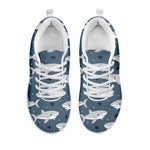 Cute White Shark Pattern Print White Sneakers