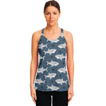 Cute White Shark Pattern Print Women's Racerback Tank Top