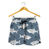 Cute White Shark Pattern Print Women's Shorts