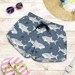 Cute White Shark Pattern Print Women's Shorts