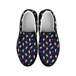 Cute Wizard Pattern Print Black Slip On Shoes