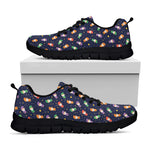 Cute Wizard Pattern Print Black Sneakers