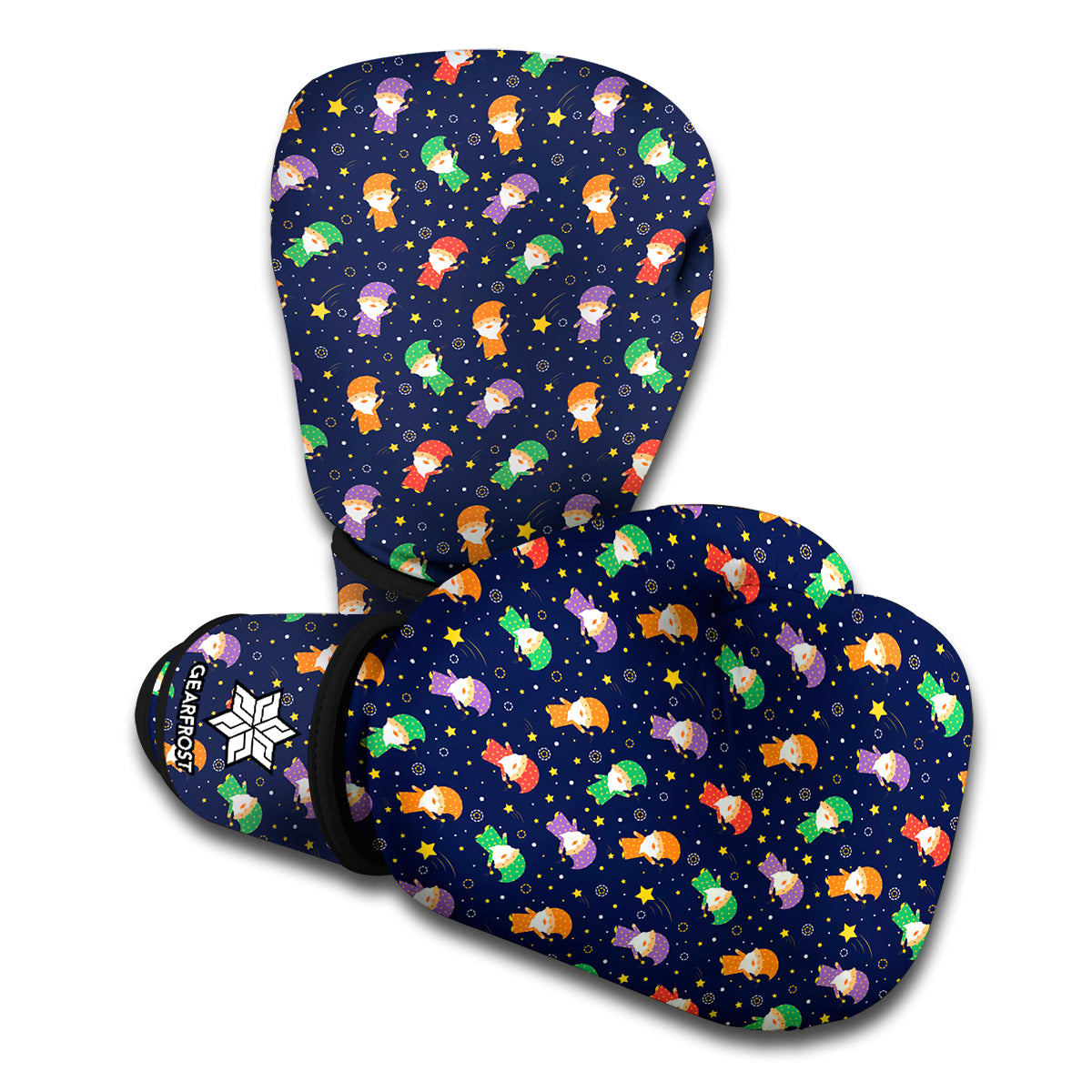 Cute Wizard Pattern Print Boxing Gloves
