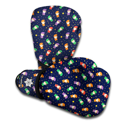 Cute Wizard Pattern Print Boxing Gloves