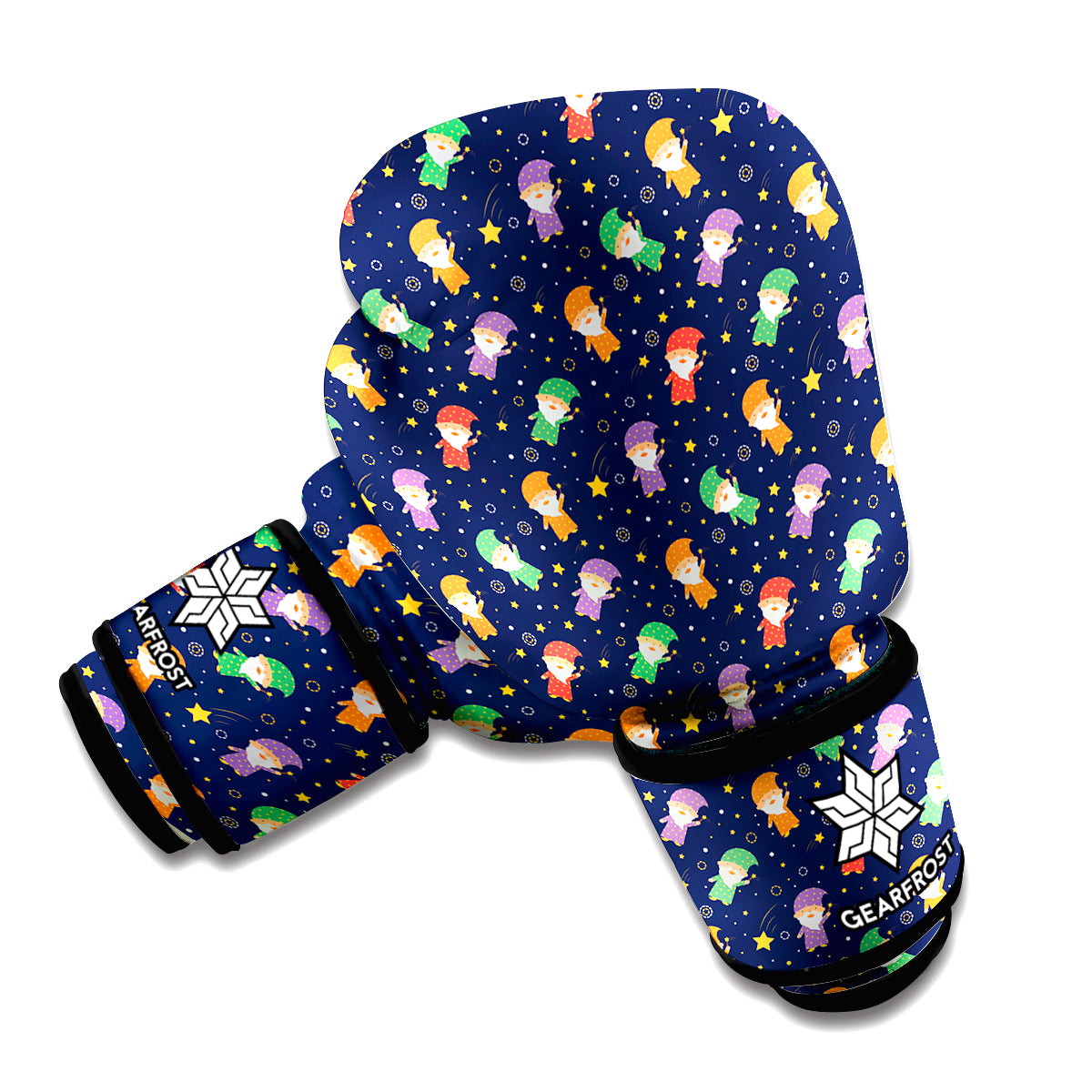 Cute Wizard Pattern Print Boxing Gloves
