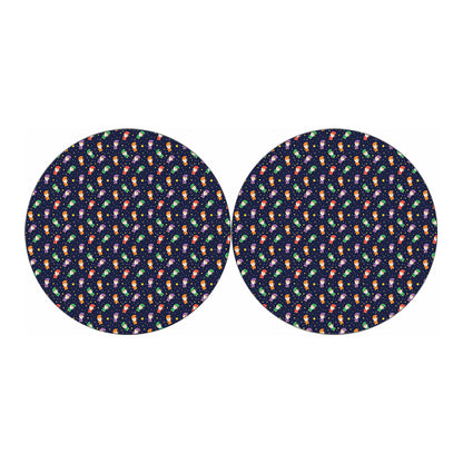 Cute Wizard Pattern Print Car Coasters
