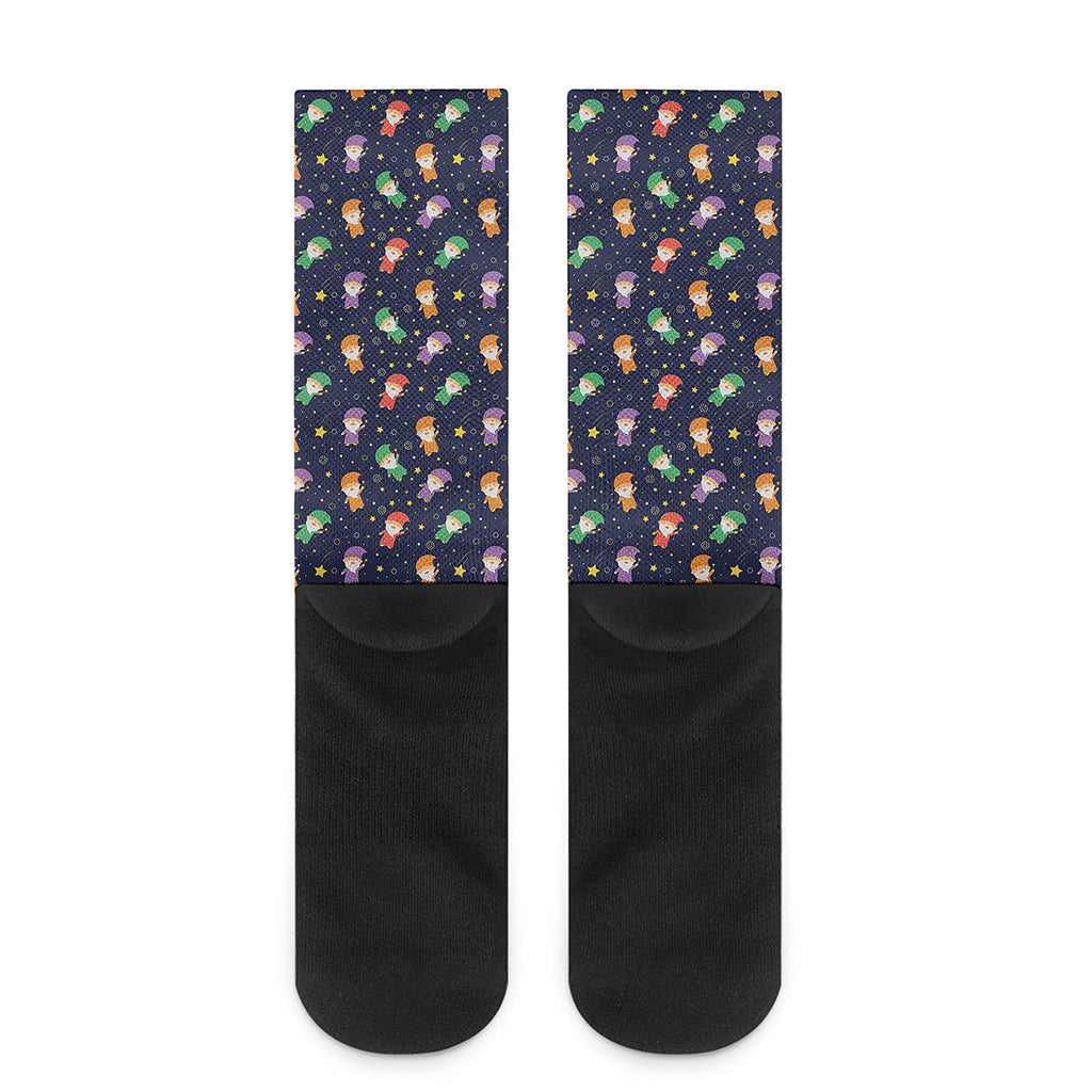 Cute Wizard Pattern Print Crew Socks