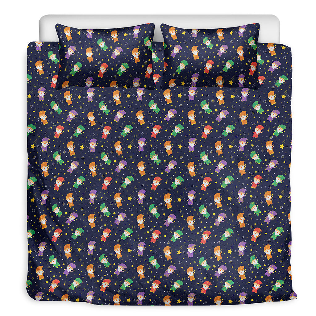 Cute Wizard Pattern Print Duvet Cover Bedding Set