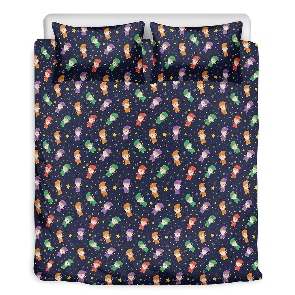 Cute Wizard Pattern Print Duvet Cover Bedding Set