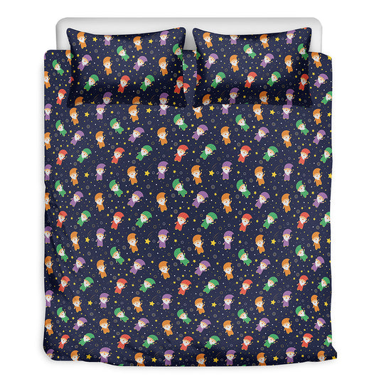 Cute Wizard Pattern Print Duvet Cover Bedding Set