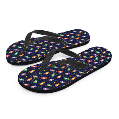Cute Wizard Pattern Print Flip Flops