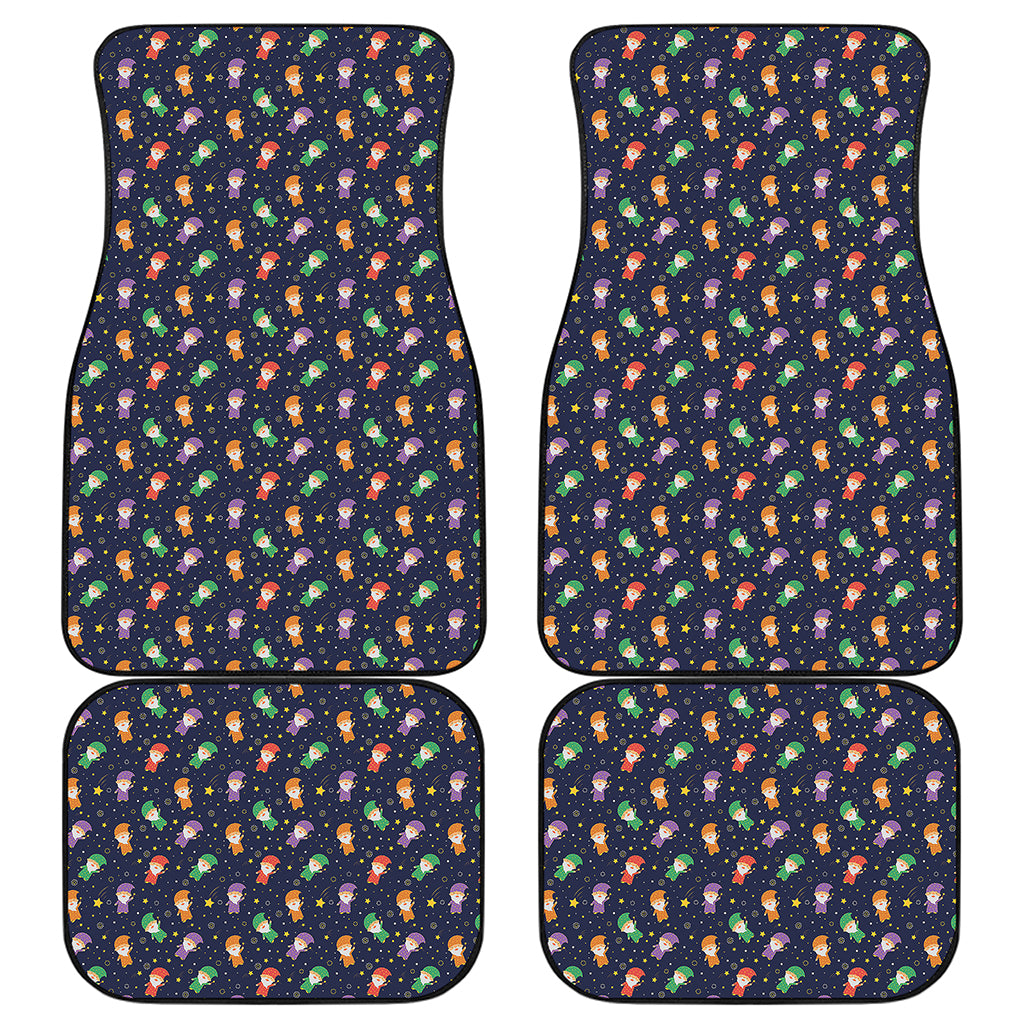Cute Wizard Pattern Print Front and Back Car Floor Mats