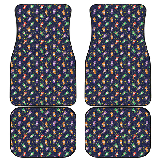 Cute Wizard Pattern Print Front and Back Car Floor Mats