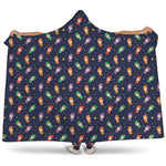Cute Wizard Pattern Print Hooded Blanket