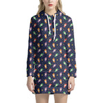 Cute Wizard Pattern Print Hoodie Dress