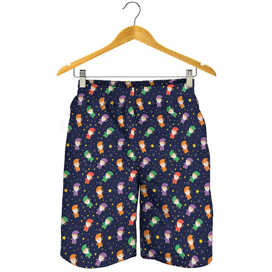 Cute Wizard Pattern Print Men's Shorts