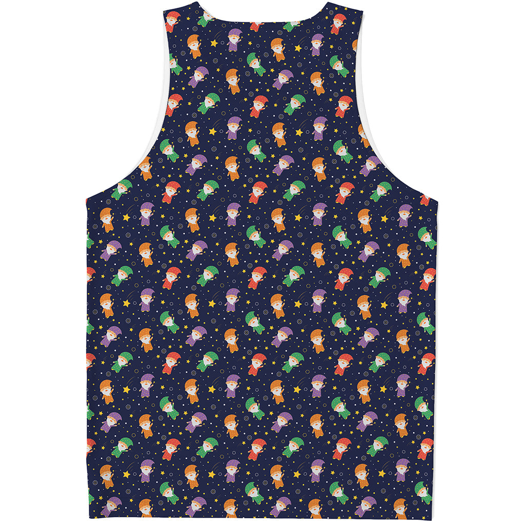 Cute Wizard Pattern Print Men's Tank Top