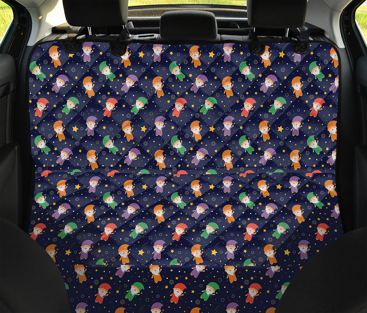 Cute Wizard Pattern Print Pet Car Back Seat Cover