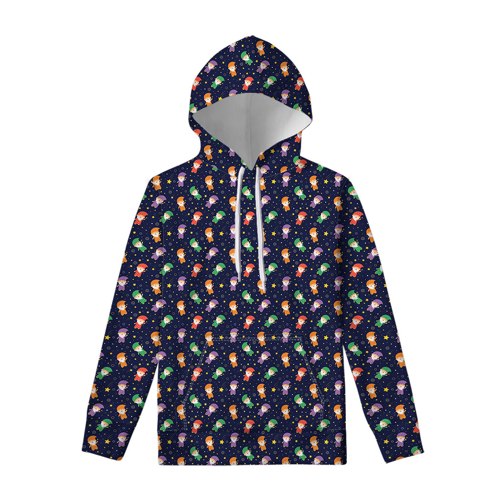 Cute Wizard Pattern Print Pullover Hoodie