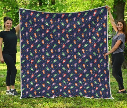 Cute Wizard Pattern Print Quilt