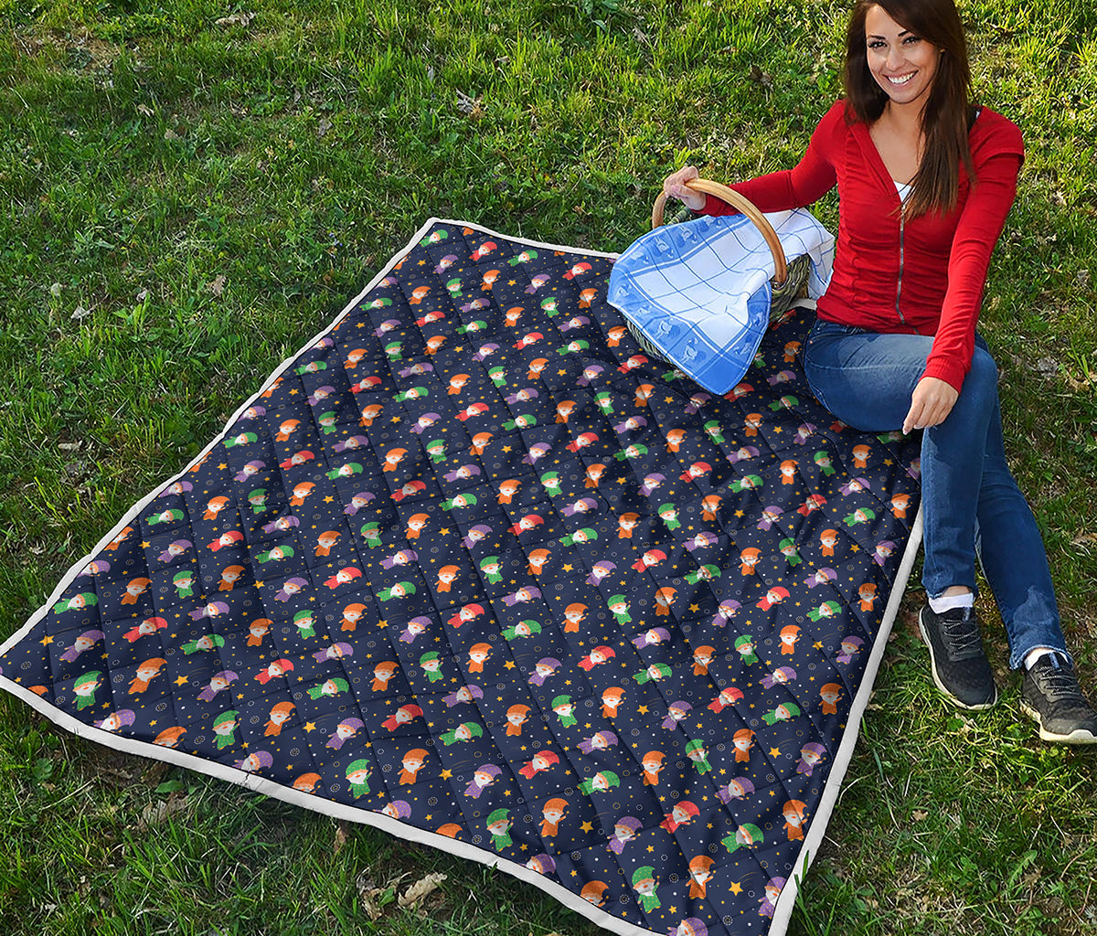 Cute Wizard Pattern Print Quilt