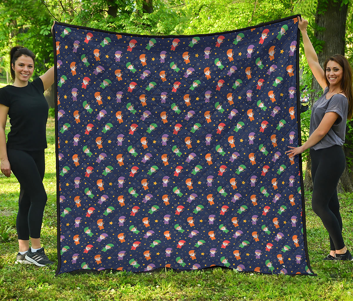 Cute Wizard Pattern Print Quilt