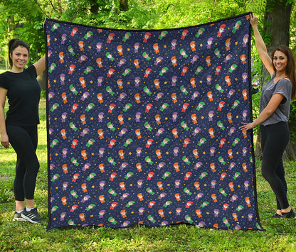 Cute Wizard Pattern Print Quilt