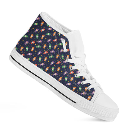 Cute Wizard Pattern Print White High Top Shoes