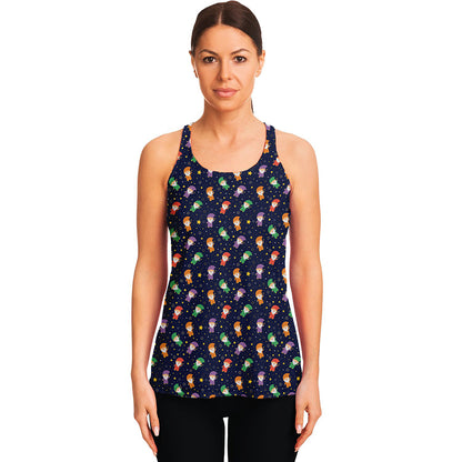 Cute Wizard Pattern Print Women's Racerback Tank Top