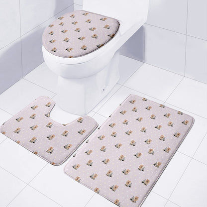 Cute Yorkshire Terrier Pattern Print 3 Piece Bath Mat Set