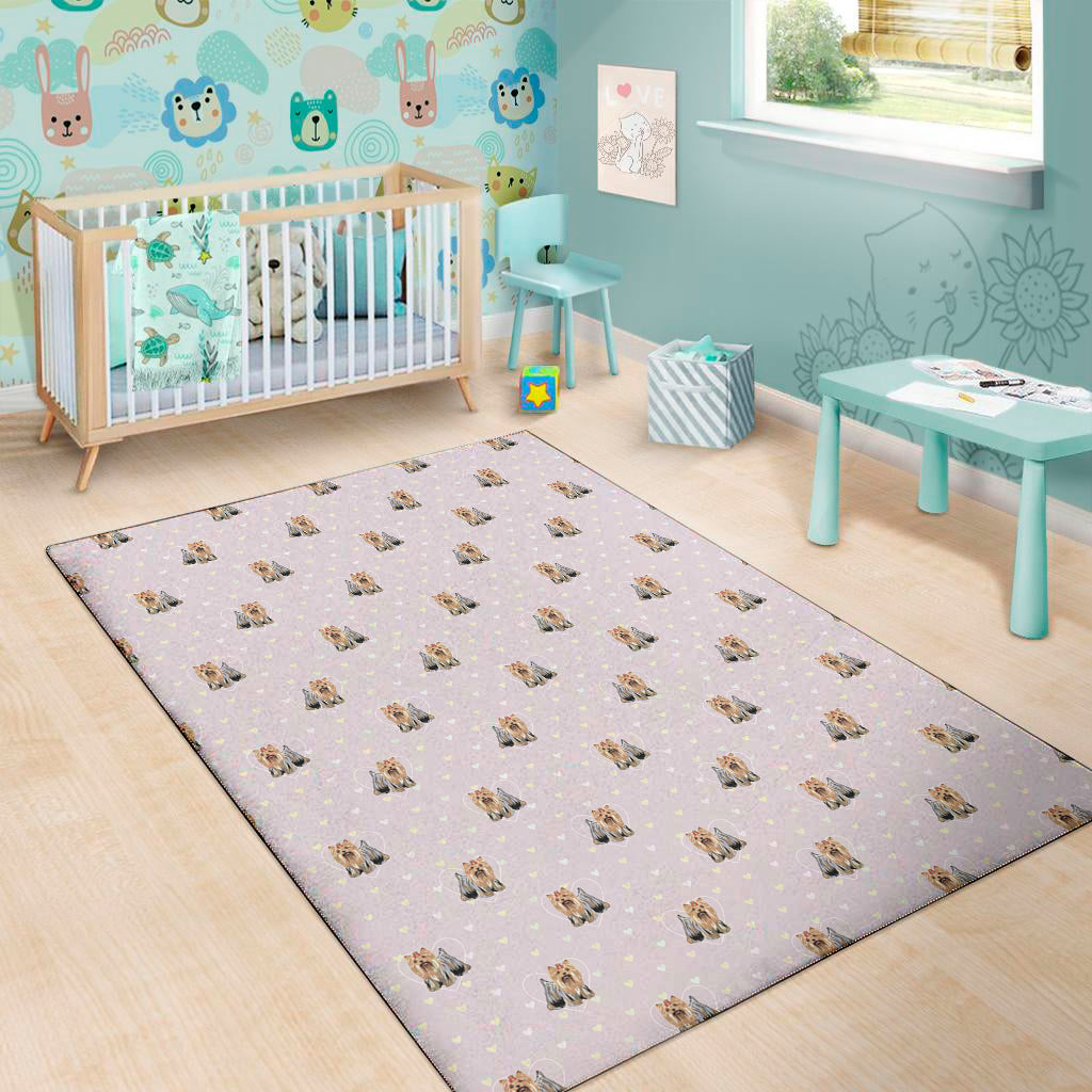 Cute Yorkshire Terrier Pattern Print Area Rug