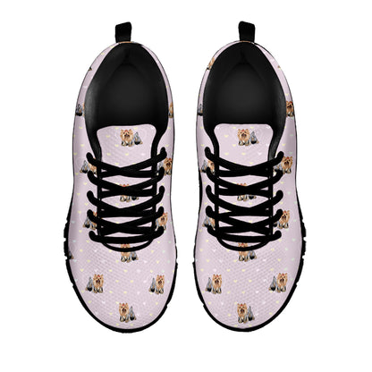 Cute Yorkshire Terrier Pattern Print Black Sneakers