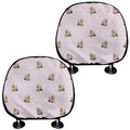 Cute Yorkshire Terrier Pattern Print Car Headrest Covers