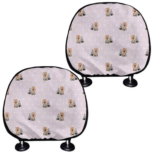 Cute Yorkshire Terrier Pattern Print Car Headrest Covers