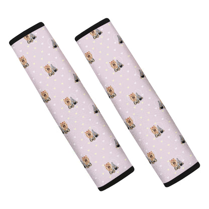 Cute Yorkshire Terrier Pattern Print Car Seat Belt Covers