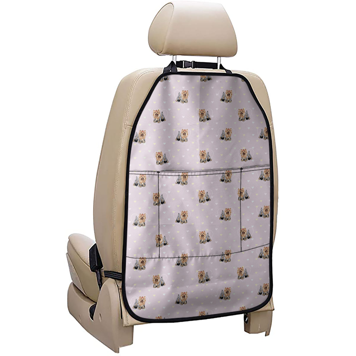 Cute Yorkshire Terrier Pattern Print Car Seat Organizers