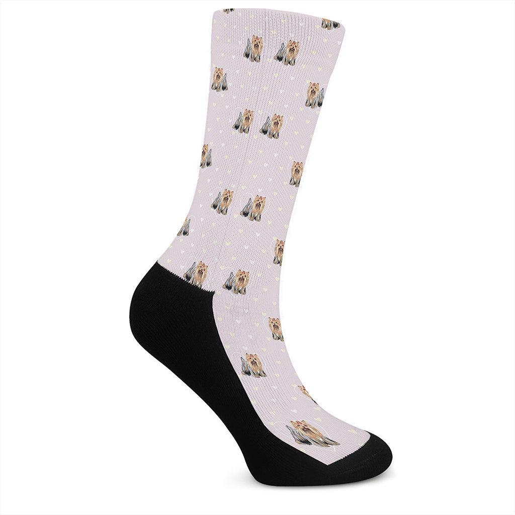 Cute Yorkshire Terrier Pattern Print Crew Socks