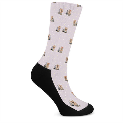 Cute Yorkshire Terrier Pattern Print Crew Socks