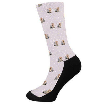 Cute Yorkshire Terrier Pattern Print Crew Socks