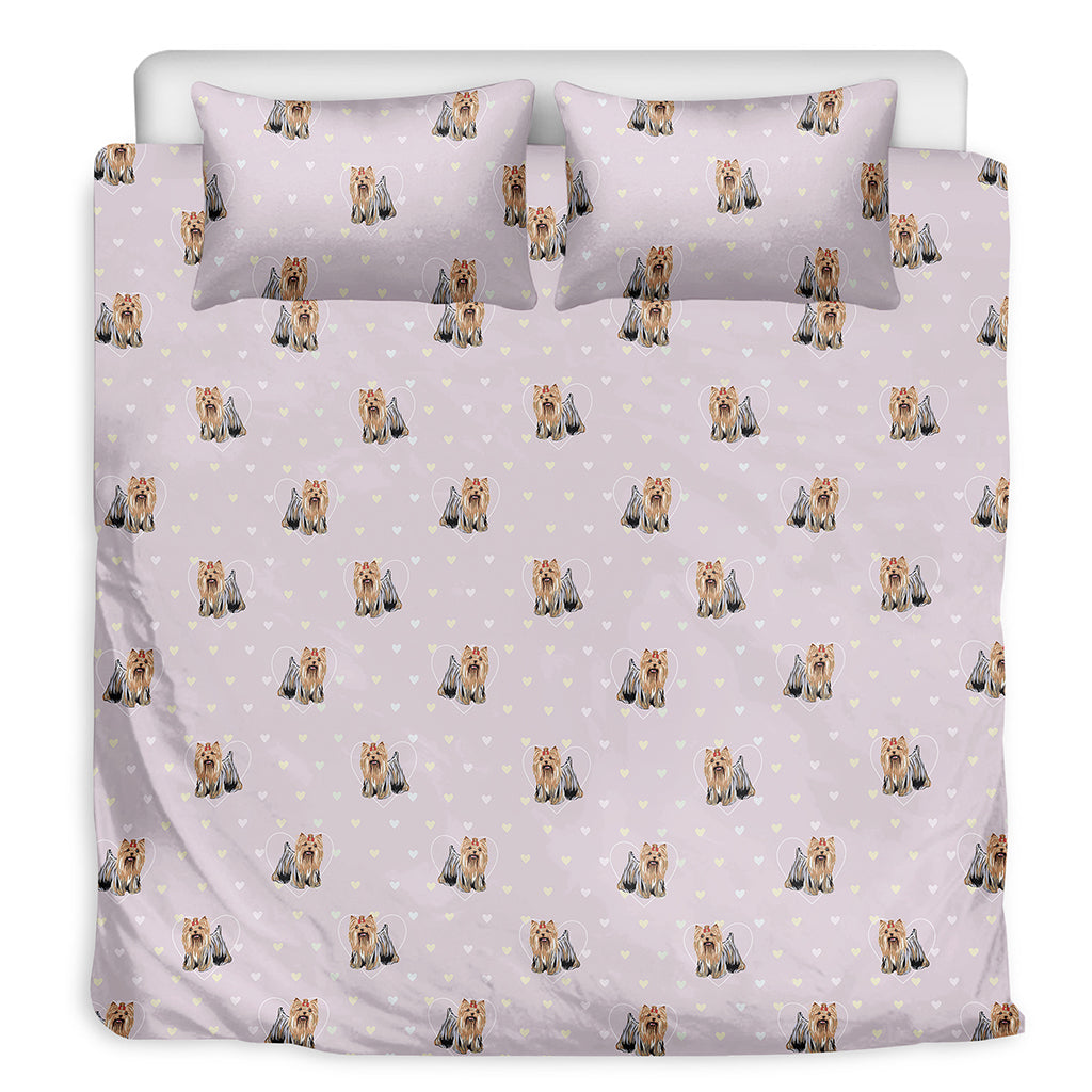 Cute Yorkshire Terrier Pattern Print Duvet Cover Bedding Set