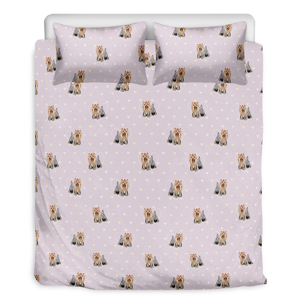 Cute Yorkshire Terrier Pattern Print Duvet Cover Bedding Set
