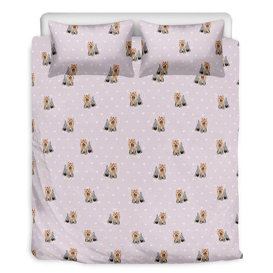 Cute Yorkshire Terrier Pattern Print Duvet Cover Bedding Set